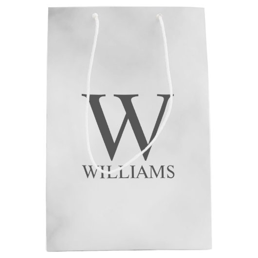 Personalisiertes Monogramm aus weißem Marmor und N Mittlere Geschenktüte (Vorderseite)