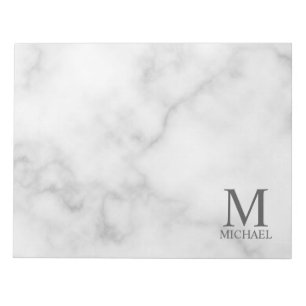 Personalisiertes Monogramm aus weißem Marmor und N Notizblock