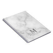Personalisiertes Monogramm aus weißem Marmor und N Notizblock (Rechte Seite)
