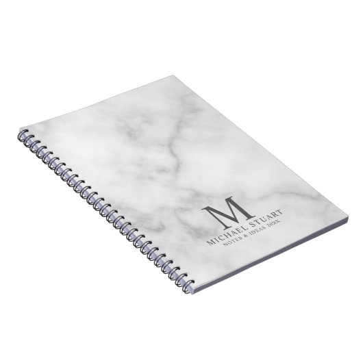 Personalisiertes Monogramm aus weißem Marmor und N Notizblock (Rechte Seite)