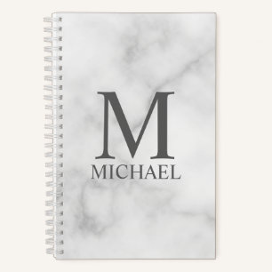 Personalisiertes Monogramm aus weißem Marmor und N Notizblock