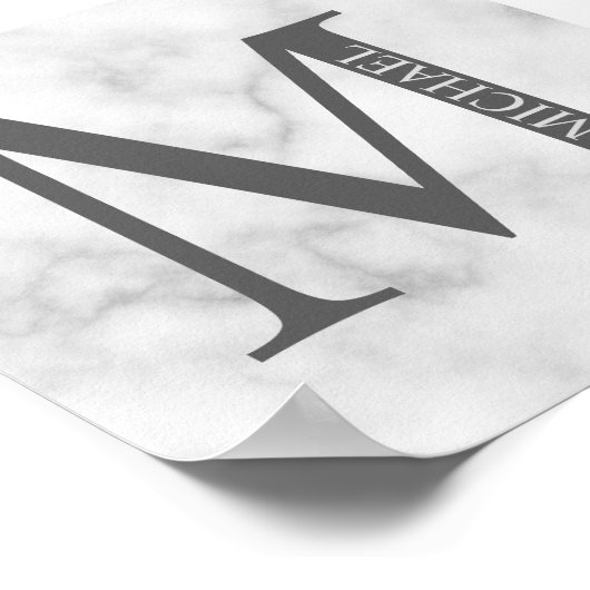 Personalisiertes Monogramm aus weißem Marmor und N Poster (Ecke)