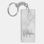 Personalisiertes Monogramm aus weißem Marmor und N Schlüsselanhänger (Vorderseite links)