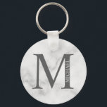 Personalisiertes Monogramm aus weißem Marmor und N Schlüsselanhänger<br><div class="desc">Personalisiert Monogram und Name Gift bieten personalisierte Monogramm und Namen im klassischen Serif-Schriftart-Stil. Perfekt als väterliche Tagesgeschenke für Papa,  Geschenke für Trauzeugen und für alle besondere Anlass. Bitte beachten Sie: Die Marmordetails werden im Kunstwerk simuliert. Bei der Herstellung dieses Produktes wird kein Marmor verwendet</div>