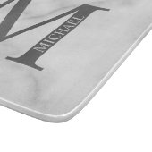 Personalisiertes Monogramm aus weißem Marmor und N Schneidebrett (Ecke)