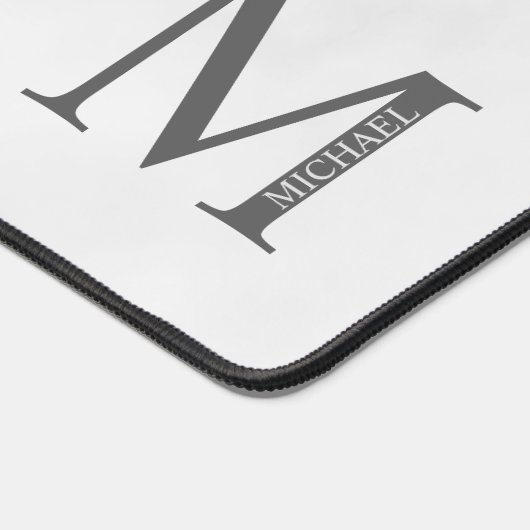 Personalisiertes Monogramm aus weißem Marmor und N Schreibtischunterlage (Ecke)