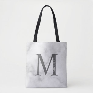Personalisiertes Monogramm aus weißem Marmor und N Tasche