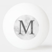 Personalisiertes Monogramm aus weißem Marmor und N Tischtennisball (Rückseite)