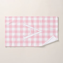 Personalisiertes Monogramm Baby-Rosa-Gingham-Kinde Badhandtuch Set