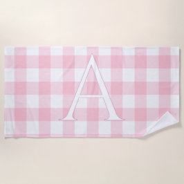 Personalisiertes Monogramm Baby-Rosa-Gingham-Kinde Strandtuch