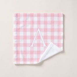 Personalisiertes Monogramm Baby-Rosa-Gingham-Kinde Waschlappen