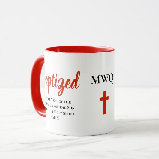 Personalisiertes Monogramm BAPTIZIERT Tasse (Vorderseite Links)