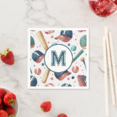 Personalisiertes Monogramm-Baseball-Themenmuster Serviette (Beispiel)