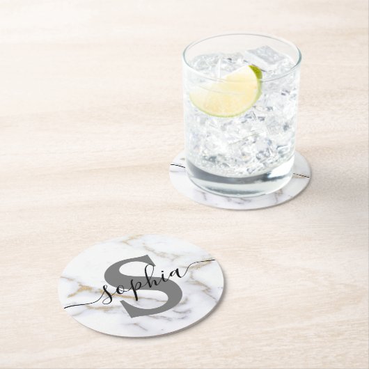 Personalisiertes Monogramm benutzerdefinierter Tex Runder Pappuntersetzer (Vor Ort)