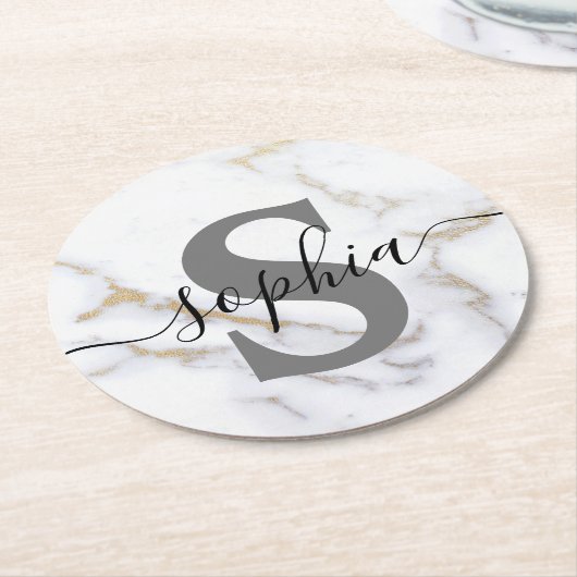 Personalisiertes Monogramm benutzerdefinierter Tex Runder Pappuntersetzer (Angewinkelt)