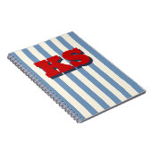 Personalisiertes Monogramm Blau gestreift, individ Notizblock (Rechte Seite)