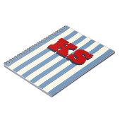 Personalisiertes Monogramm Blau gestreift, individ Notizblock (Linke Seite)