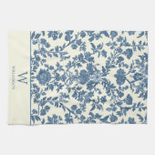 Personalisiertes Monogramm Blau Toile Küchenhandtu Geschirrtuch (Horizontal)