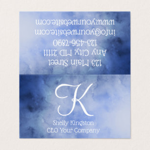 Personalisiertes Monogramm Blau und Weiß Visitenkarten