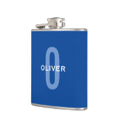 Personalisiertes Monogramm Blau Weiß Name Flachmann (Links)