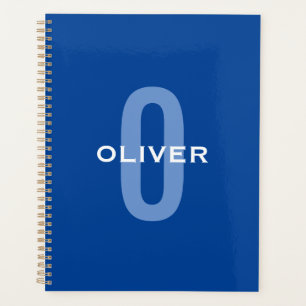Personalisiertes Monogramm Blau Weiß Name Planer
