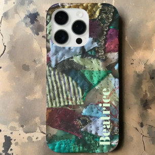 Personalisiertes Monogramm blaues Bordeaux abstrak iPhone 16 Pro Hülle