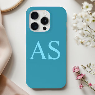 Personalisiertes Monogramm Blaues Initial-Handyhül iPhone 15 Pro Hülle