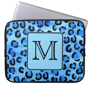 Personalisiertes Monogramm, blaues Laptopschutzhülle