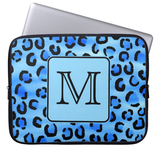 Personalisiertes Monogramm, blaues Laptopschutzhülle (Vorderseite)