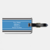 Personalisiertes Monogramm-blaues Schwarzes Gepäckanhänger (Rückseite horizontal)