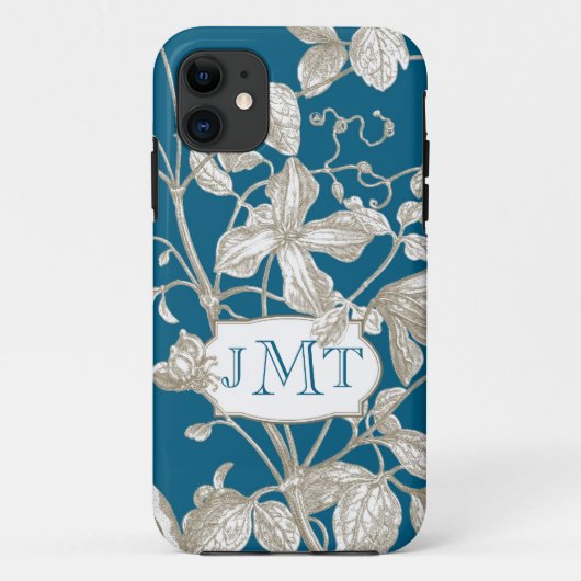 Personalisiertes Monogramm, blühende Rebe Botanik Case-Mate iPhone Hülle (Rückseite)