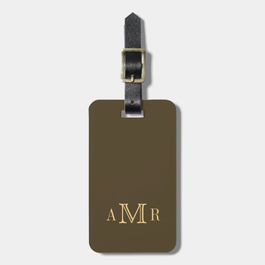 Personalisiertes Monogramm braun Gepäckanhänger (Vorderseite vertikal)