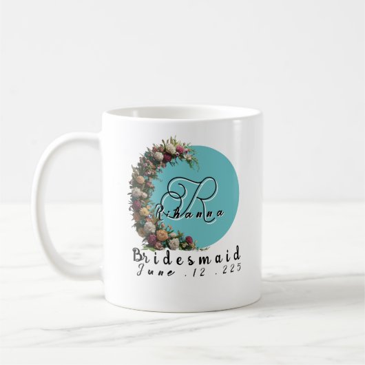 personalisiertes Monogramm-Brautparty Kaffeetasse (Links)