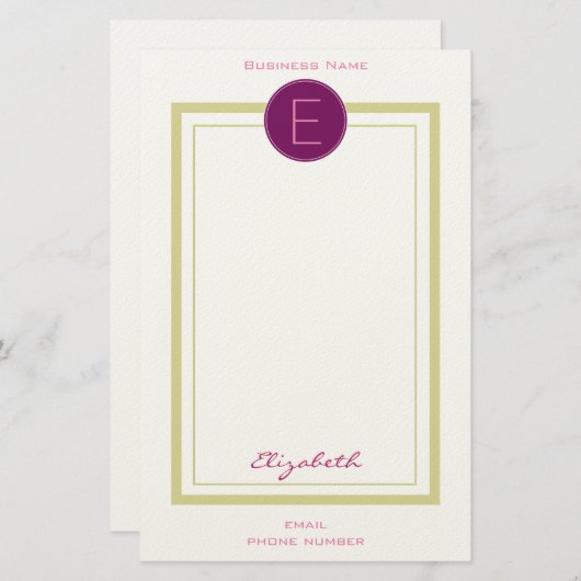 Personalisiertes Monogramm Briefpapier (Vorne/Hinten)