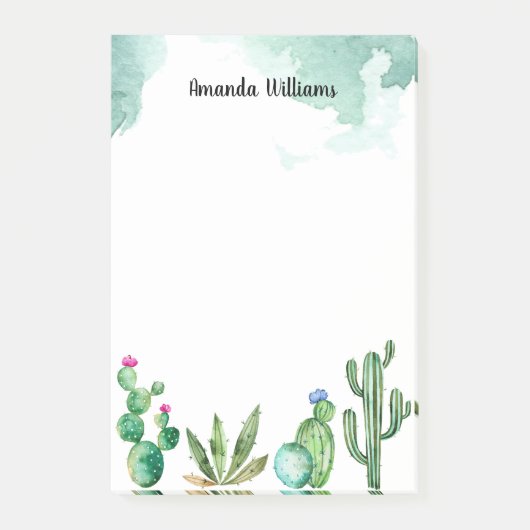 Personalisiertes Monogramm Cactus Garden Post-it Klebezettel (Vorderseite)