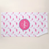 Personalisiertes Monogramm des Flamingomusters Strandtuch (Vorderseite)