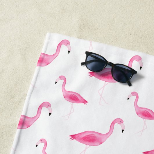 Personalisiertes Monogramm des Flamingomusters Strandtuch (Beispiel)