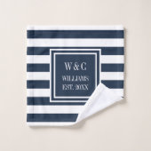 Personalisiertes Monogramm des Navy Blue Strips Badhandtuch Set (Waschlappen)