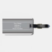Personalisiertes Monogramm-dunkelgraue schwarze Gepäckanhänger (Rückseite horizontal)
