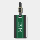 Personalisiertes Monogramm-dunkelgrüne schwarze Gepäckanhänger (Vorderseite vertikal)