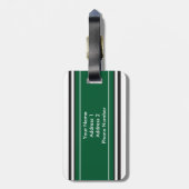 Personalisiertes Monogramm-dunkelgrüne schwarze Gepäckanhänger (Rückseite vertikal)