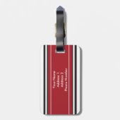 Personalisiertes Monogramm-dunkelrote schwarze Gepäckanhänger (Rückseite vertikal)
