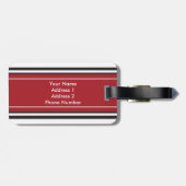 Personalisiertes Monogramm-dunkelrote schwarze Gepäckanhänger (Rückseite horizontal)