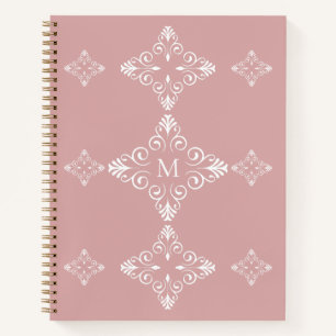 Personalisiertes Monogramm Dusty Rose Vektor Muste Notizblock