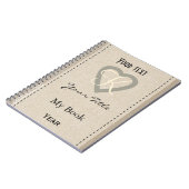 Personalisiertes Monogramm Einfaches Herz Notizblock (Linke Seite)