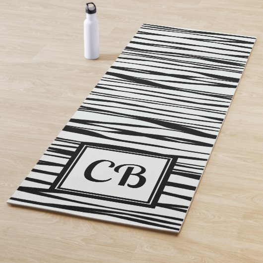 Personalisiertes Monogramm Eleganlinien Schwarzer  Yogamatte (Beispiel)