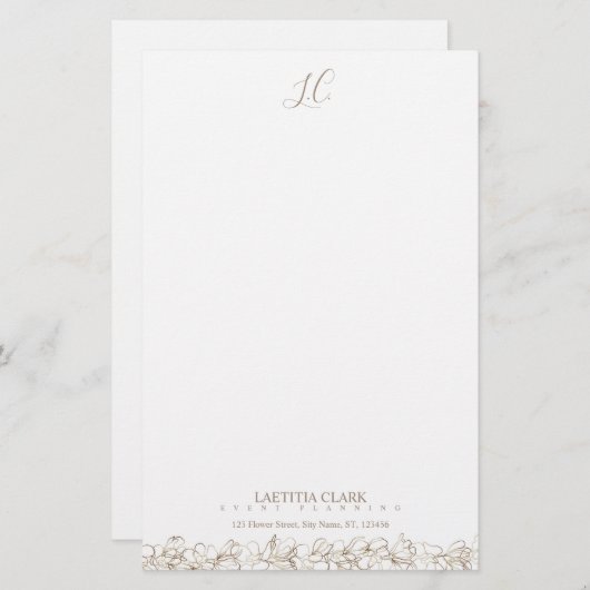 Personalisiertes Monogramm-Elegant Briefpapier (Vorne/Hinten)