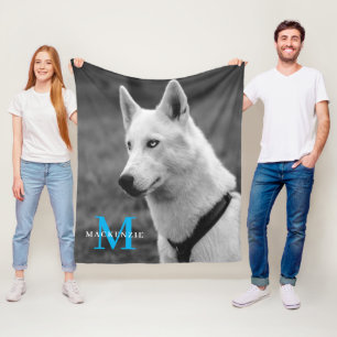 Personalisiertes Monogramm Elegantes Dog Pet Foto Fleecedecke