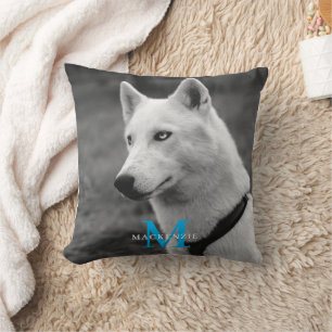 Personalisiertes Monogramm Elegantes Dog Pet Foto Kissen