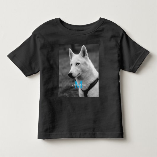 Personalisiertes Monogramm Elegantes Dog Pet Foto Kleinkind T-shirt (Vorderseite)